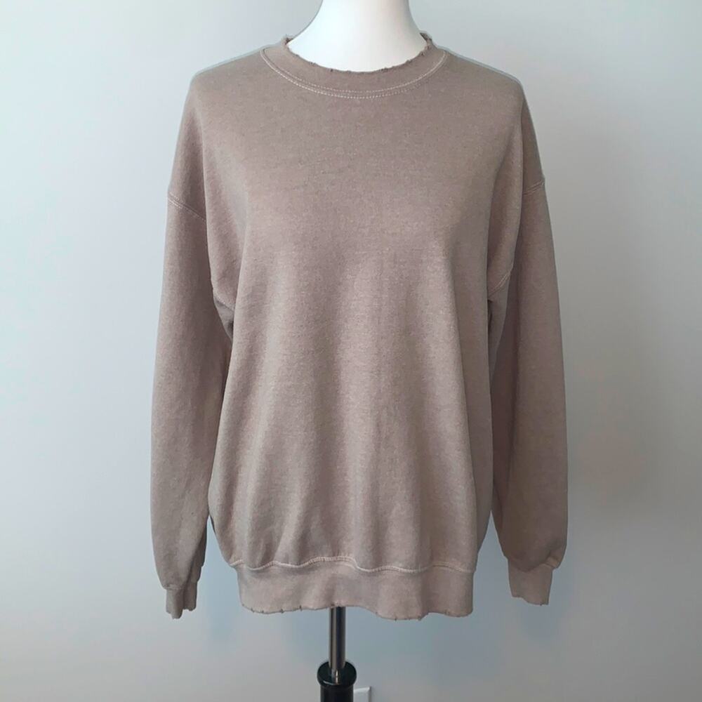 Altar'd State Taupe Oversize Crewneck Pullover Sweatshirt Sz Women's S/M